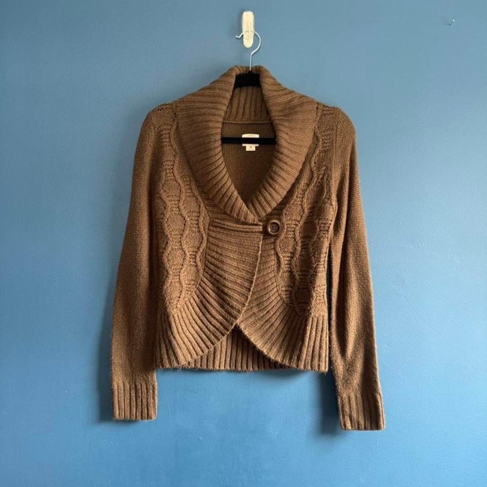 Mossimo Fairycore Cardigan Women's Size Small Brown Crop Knit Shrug Granola 2012